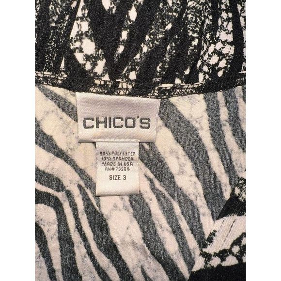 Chico's Monochrome Abstract V-Neck Blouse - Picture 5 of 5